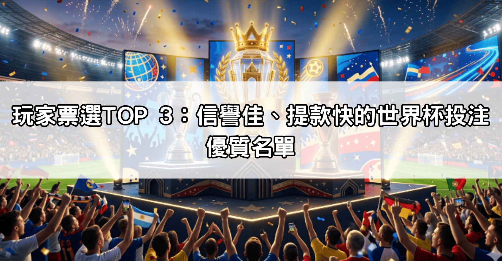 玩家票選TOP 3：信譽佳、提款快的世界杯投注優質名單